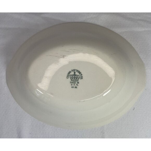 Crown Potteries Co Pair of Oval Floral Bowls Pink Blue 9X7X2 - Picture 5 of 8